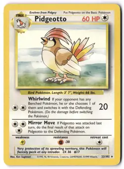 Pokemon Card - Pidgeotto 22/102 Non Holo Rare - Base Set Unlimited - LP - Image 1