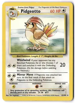 Pokemon Card - Pidgeotto 22/102 Non Holo Rare - Base Set Unlimited - LP - Image 1