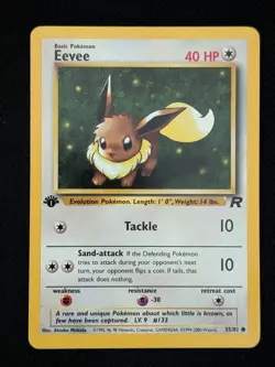 1st Edition Eevee 55/82 Team Rocket Pokemon Card WOTC TCG 2000 - Image 1