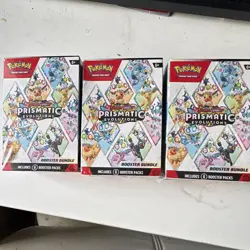 Pokemon TCG Prismatic Evolutions Booster Bundle Box Lot of 3 (6 Packs Each) - Image 1