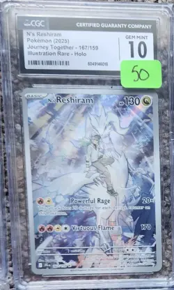 CGC 10 N's Reshiram 167/159 IR Journey Together JTG Pokemon Card GEM MINT - Image 1