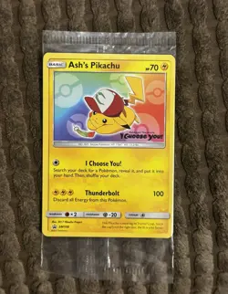 Pokemon TCG Ash’s Pikachu SEALED SM108 Non Holo Black Star Promo Card 2017 - Image 1