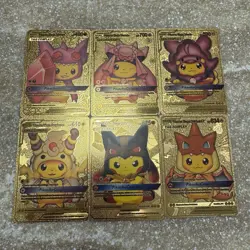 Nintendo Pokemon TCG Metal Foil 6-Card Lot - Mega Pikachu Fan Art Cards - Image 1