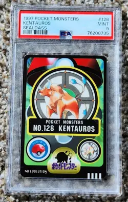 PSA 9 Pokemon Sealdass Tauros No. 128 Bandai 1997 Japanese Card Sticker Rare - Image 1