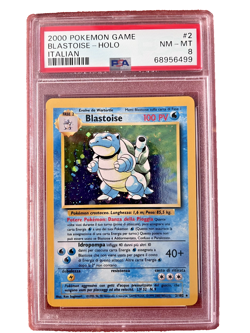 2000 POKEMON GAME BLASTOISE HOLO UNLIMITED ITALIAN #2/102 PSA 8 NM-MT - Image 1