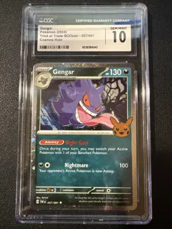 CGC 10 GEM MINT Gengar 057/091 COSMOS HOLO Trick or Trade Pokemon Card - Image 1