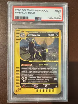 Pokemon TCG Umbreon Aquapolis Holo Rare H29 PSA 5 2003 - SWIRL - NEW CERT - Image 3