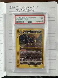 Pokemon TCG Umbreon Aquapolis Holo Rare H29 PSA 5 2003 - SWIRL - NEW CERT - Image 5