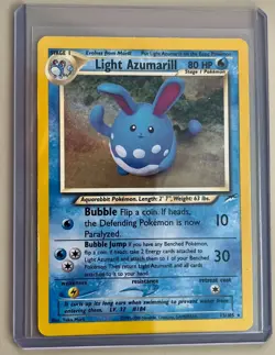 Pokemon TCG Light Azumarill 13/105 Neo Destiny Holo Rare Eng 80 HP Unlimited - Image 1