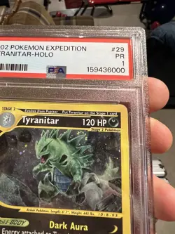 SWIRL PSA 1 2002 Expedition Tyranitar Holo Foil 29/165 WOTC E-Reader Pokemon - Image 3