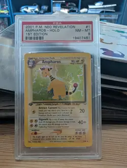 First Edition 2001 Pokemon Neo Revelation 1/64 Ampharos Holo PSA NM-MT 8 - Image 1