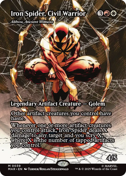 Iron Spider, Civil Warrior 0039 ~ **Borderless** Mythic MTG Marvel Spider-man - Image 1