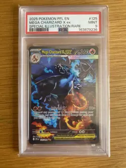 Pokemon TCG PSA 9 Mega Charizard X ex #125 Special Illustration Rare EN 🔥💙 - Image 1