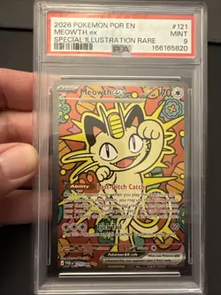 2026 POKEMON POR EN-PERFECT ORDER SPECIAL ILLUSTRATION RARE #121 MEOWTH EX PSA 9 - Image 1