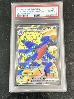 2025 Cynthia's Garchomp ex PSA 10 241/182 Pokemon Destined Rivals Ultra Rare EN - Image 1