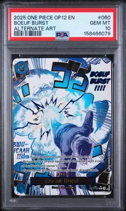 2025 ONE PIECE OP12-LEGACY OF THE MASTER ALTERNATE ART #060 BOEUF BURST PSA 10 - Image 1