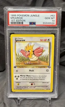 1999 POKEMON JUNGLE 1ST EDITION #62 /64 SPEAROW PSA GEM MINT 10 💎📈‼🤯 - Image 1