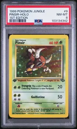 1999 Pokemon Jungle 9/64 Pinsir Holo Rare 1st Edition PSA 8 - Image 1
