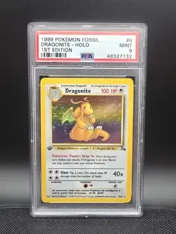 1999 Pokemon TCG Fossil Dragonite Holo 1st Edition #4/62 PSA 9 Mint WOTC - Image 1