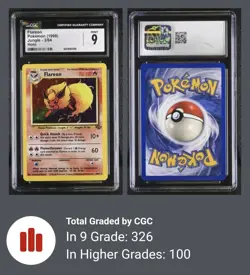 Pokemon TCG Flareon Jungle Holo Card 3/64 Unlimited Rare, Vintage 1999 CGC 9 - Image 2