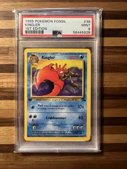 Pokemon 1999 Kingler 1st Edition Fossil 38/62 Uncommon PSA 9 Mint - Image 1