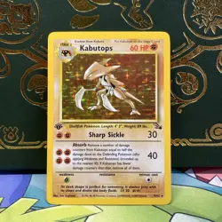 Pokemon 1999 Kabutops 9/62 Fossil Holo (First Edition) 1st LP + NM - - Image 1