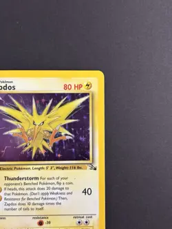 Pokemon TCG Zapdos 15/62 Fossil Holo Rare English 1999 Unlimited - Foil Error - Image 4