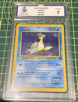 Pokemon Lapras Holo 10/62 Fossil Set 1999 Vintage WOTC MGC 7 Near Mint NM - Image 1