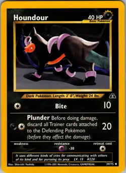 Houndour 39/75 Uncommon Neo Discovery Pokemon Unlimited Lightly Played - Image 1