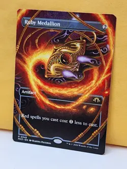 1x BORDERLESS ALT ART Ruby Medallion, NM, MH3, Magic: the Gathering, MtG - Image 2