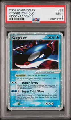 Kyogre EX 94/101 Hidden Legends Holo PSA 9 Graded Pokemon Card English - Image 1