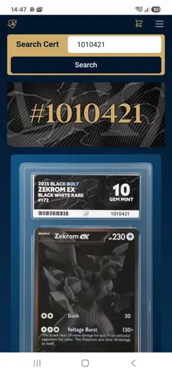 Zekrom EX 172/086 Black Bolt SIR Ace 10 Gem Mint Pokemon TCG Card - Image 3