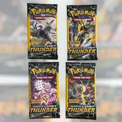 Pokemon TCG Sun & Moon Lost Thunder 3-Card 4 Booster Pack Full Art Set Sealed - Image 1