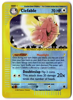 Clefable 7/165 Rare Expedition Base Set Pokemon Reverse Holo - Image 1