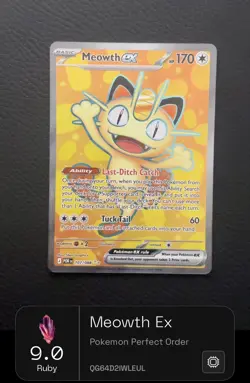 Meowth ex 107/088 Ultra Rare - Perfect Order Pokemon Holo - NM/M - Image 3
