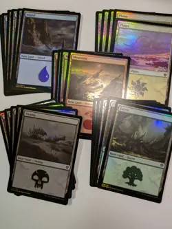 50x FOIL Basic Lands MTG - 10 of Each Plains Swamp Island Forest Mountain Magic - Image 1