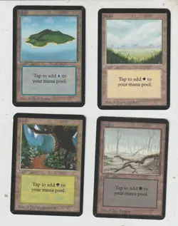 Lot x4 cartes ALPHA Island Plains Forest Swamp MAGIC MTG ENGLISH 1993 EX-NM - Image 1