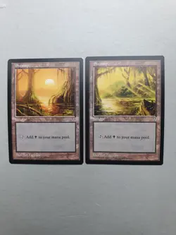 Swamp x2 , MTG Mirage (1996) Basic Land NM - Image 1