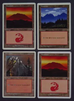 4x Mountain Basic Land – Vintage White Border – Mixed Editions x4 MTG MP/HP - Image 1