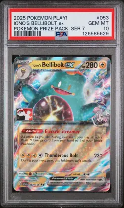 Play! Pokemon Prize Pack Series 7 053/159 Iono's Bellibolt ex PSA 10 Gem Mint - Image 1