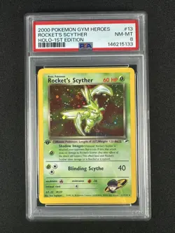 Rocket's Scyther 2000 Pokemon Gym Heroes 1st Edition Holo 13/132 PSA 8 SWIRL 🌀 - Image 3