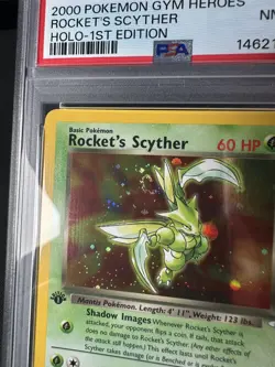 Rocket's Scyther 2000 Pokemon Gym Heroes 1st Edition Holo 13/132 PSA 8 SWIRL 🌀 - Image 4