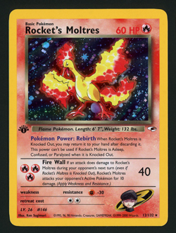 Rocket's Moltres LP 12/132 - 1st Edition Holo Gym Heroes 🏝 Pokemon 2000 WOTC - Image 1