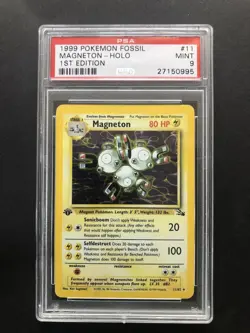 1999 Pokemon Fossil Magneton Holo PSA 9 Mint First 1st Edition 11/62 Rare Card - Image 1