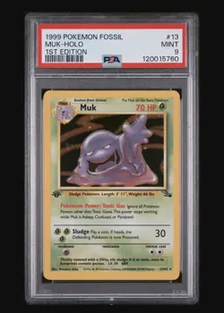 Pokemon Fossil 1st Edition - Muk 13/62 Holo Rare PSA 9 MINT - Image 5
