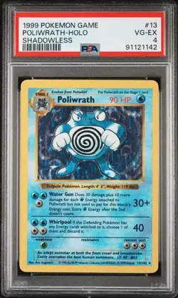 1999 POKEMON GAME #13 POLIWRATH HOLO SHADOWLESS PSA 4 (1142) - Image 1