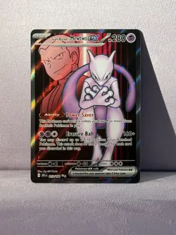 Team Rocket's Mewtwo ex 213/182 Full Art Rare Destined Rivals Pokemon NM - Image 1