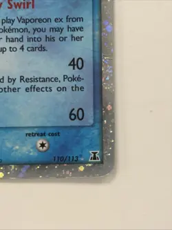 2005 Vaporeon ex Ultra Rare Delta Species 110/113 LP Pokemon 110/113 HOLO - Image 4
