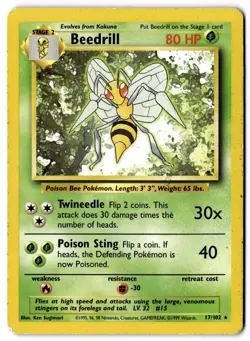 Beedrill 17/102 Rare Base Set Unlimited Pokemon - Image 1