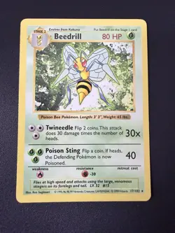 Wizards of the Coast Pokemon TCG Beedrill 17/102 Base Set Rare Shadowless - Image 1